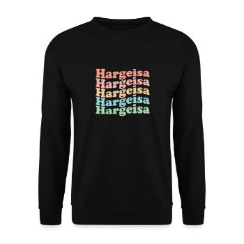 Ville hippie somalienne vintage des années 70 - Hargeisa rétro - Sweat-shirt Unisexe - noir - Devant - Alina (178cm) & Michal (187cm)