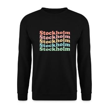 Ville de Suède hippie vintage des années 70 - Stockholm rétro - Sweat-shirt Unisexe - noir - Devant - Alina (178cm) & Michal (187cm)