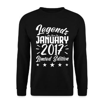 Naissance En Janvier 2017. Cadeau d'anniversaire. - Sweat-shirt Unisexe - noir - Devant - Alina (178cm) & Michal (187cm)