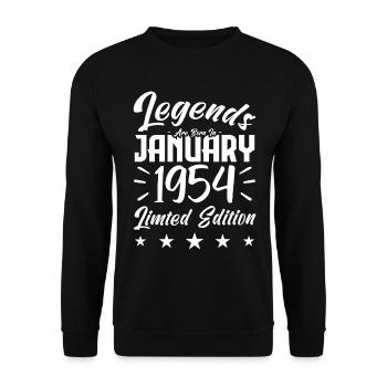 Geboren im Januar 1954. Geburtstagsgeschenk. - Unisex Pullover - Schwarz - Vorne - Alina (178cm) & Michal (187cm)