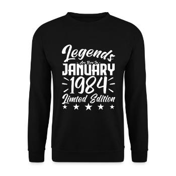 Naissance En Janvier 1984. Cadeau d'anniversaire. - Sweat-shirt Unisexe - noir - Devant - Alina (178cm) & Michal (187cm)