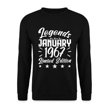 Naissance En Janvier 1967. Cadeau d'anniversaire. - Sweat-shirt Unisexe - noir - Devant - Alina (178cm) & Michal (187cm)