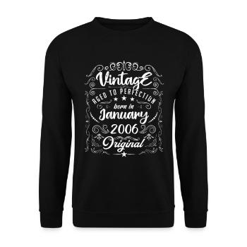 Vintage Né(e) en Janvier 2006 anniversaire janvier - Sweat-shirt Unisexe - noir - Devant - Alina (178cm) & Michal (187cm)