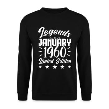 Naissance En Janvier 1960. Cadeau d'anniversaire. - Sweat-shirt Unisexe - noir - Devant - Alina (178cm) & Michal (187cm)