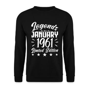 Geboren 1961. Geburtstagsgeschenk. - Unisex Pullover - Schwarz - Vorne - Alina (178cm) & Michal (187cm)