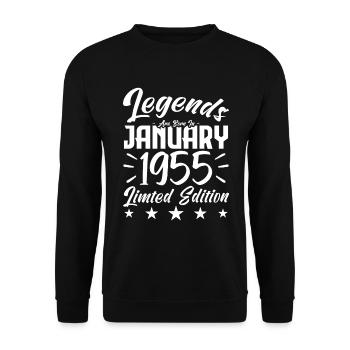 Naissance En Janvier 1955. Cadeau d'anniversaire. - Sweat-shirt Unisexe - noir - Devant - Alina (178cm) & Michal (187cm)