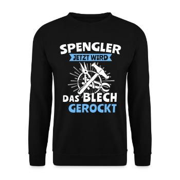 Spengler Bauspengler Karrosseriespengler - Unisex Pullover - Schwarz - Vorne - Alina (178cm) & Michal (187cm)