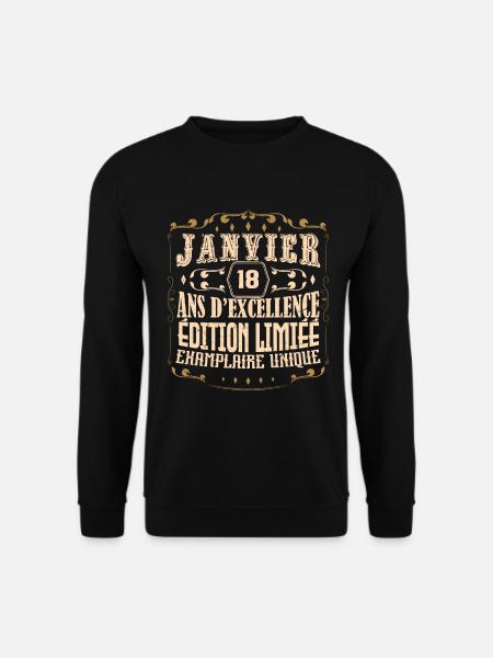 Vintage Janvier 18 ans. anniversaire janvier. - Sweat-shirt Unisexe - noir