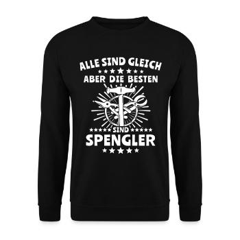 Spengler Beruf Bauspengler Sprüche - Unisex Pullover - Schwarz - Vorne - Alina (178cm) & Michal (187cm)