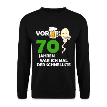 Vor 70 Jahren war ich mal der Schnellste - Unisex Pullover - Schwarz - Vorne - Alina (178cm) & Michal (187cm)
