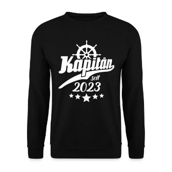 Kapitän Boot Bootsführerschein 2023 - Unisex Pullover - Schwarz - Vorne - Alina (178cm) & Michal (187cm)