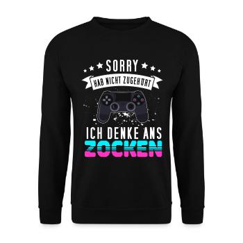 Gamer Design mit Controller - Funny Gaming Gamepad - Unisex Pullover - Schwarz - Vorne - Alina (178cm) & Michal (187cm)