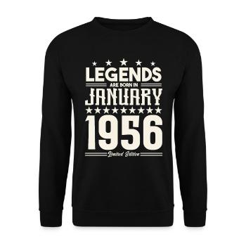Geschenklegende Januar 1956. Geschenk Januar 1956. - Unisex Pullover - Schwarz - Vorne - Alina (178cm) & Michal (187cm)