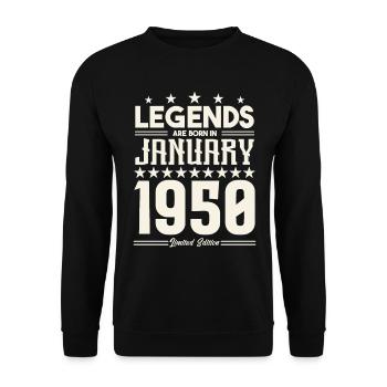 Cadeau Légende Janvier 1950. cadeau janvier 1950. - Sweat-shirt Unisexe - noir - Devant - Alina (178cm) & Michal (187cm)