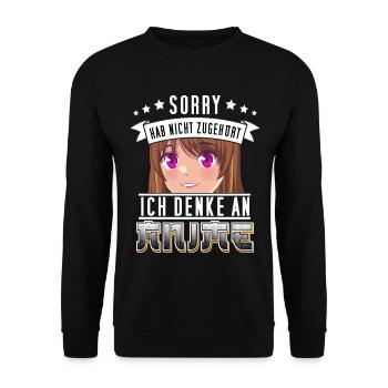 Lustiges Anime Design für Manga und Anime Fans - Unisex Pullover - Schwarz - Vorne - Alina (178cm) & Michal (187cm)