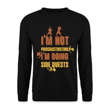 Je ne tergiverse pas. Je fais des quêtes secondaires - Sweat-shirt Unisexe - noir - Devant - Alina (178cm) & Michal (187cm)