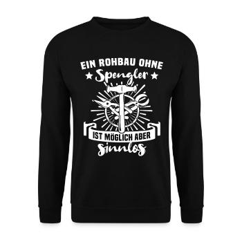 Spengler Bauspengler Karosseriespengler - Unisex Pullover - Schwarz - Vorne - Alina (178cm) & Michal (187cm)