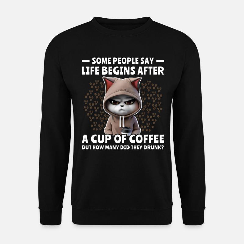 Coffee Cat Coffee Drinker - Unisex Sweatshirt - black