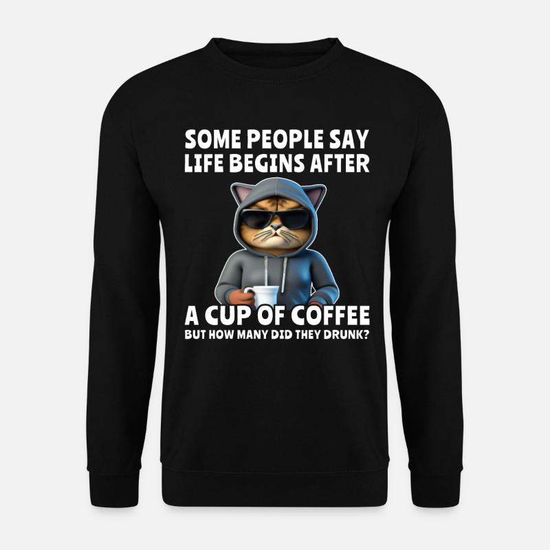 Coffee Cat Coffee Drinker - Unisex Sweatshirt - black