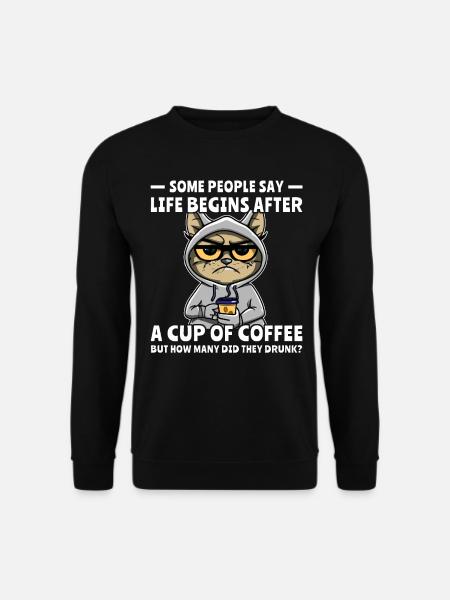 Coffee Cat Coffee Drinker - Unisex Sweatshirt - black