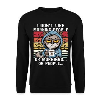 Morning People Cat Coffee - Sweat-shirt Unisexe - noir - Devant - Alina (178cm) & Michal (187cm)