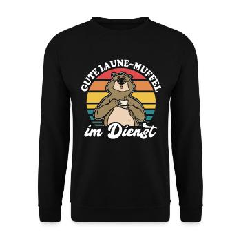 Bär Kaffee Bärchen - Unisex Pullover - Schwarz - Vorne - Alina (178cm) & Michal (187cm)
