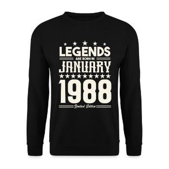 Gift legend January 1988. Gift January 1988. - Unisex Sweatshirt - black - Front - Alina (178cm) & Michal (187cm)