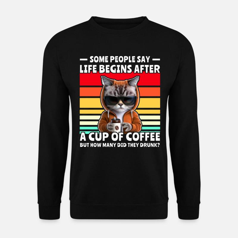 Retro Cat Coffee - Unisex Sweatshirt - black