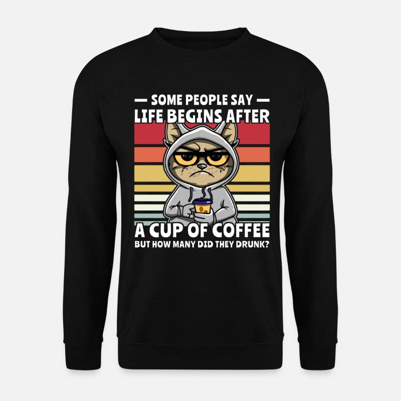 Retro Cat Coffee - Unisex Sweatshirt - black