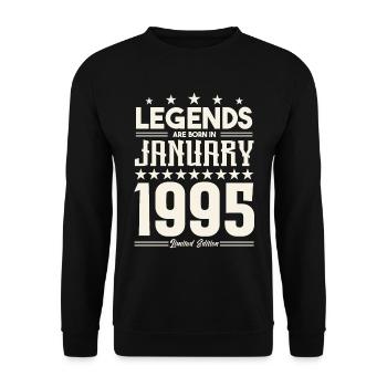 Gift legend January 1995. Gift January 1995. - Unisex Sweatshirt - black - Front - Alina (178cm) & Michal (187cm)