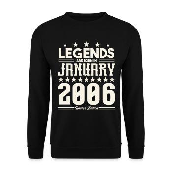 Cadeau Légende Janvier 2006. cadeau janvier 2006. - Sweat-shirt Unisexe - noir - Devant - Alina (178cm) & Michal (187cm)