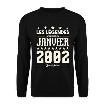 cadeau d'anniversaire janvier 2002. Janvier 2002. - Sweat-shirt Unisexe - noir - Devant - Alina (178cm) & Michal (187cm)