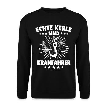 Kranführer Kran Kranfahrer - Unisex Pullover - Schwarz - Vorne - Alina (178cm) & Michal (187cm)