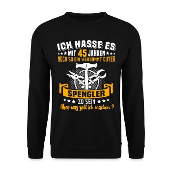 Spengler 45. Geburtstag 45 Jahre Bauspengler - Unisex Pullover - Schwarz - Vorne - Alina (178cm) & Michal (187cm)