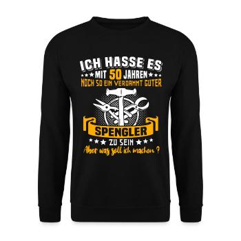 Spengler 50. Geburtstag 50 Jahre Bauspengler - Unisex Pullover - Schwarz - Vorne - Alina (178cm) & Michal (187cm)