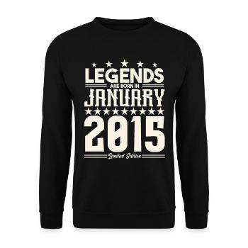 Cadeau Légende Janvier 2015. cadeau janvier 2015. - Sweat-shirt Unisexe - noir - Devant - Alina (178cm) & Michal (187cm)