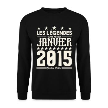 cadeau d'anniversaire janvier 2015. Janvier 2015. - Sweat-shirt Unisexe - noir - Devant - Alina (178cm) & Michal (187cm)