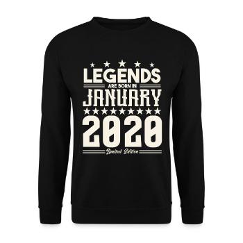 Cadeau Légende Janvier 2020. cadeau janvier 2020. - Sweat-shirt Unisexe - noir - Devant - Alina (178cm) & Michal (187cm)