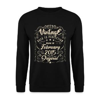 Vintage Né(e) en Février 2015 anniversaire février - Sweat-shirt Unisexe - noir - Devant - Alina (178cm) & Michal (187cm)