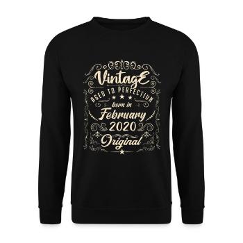 Vintage Né(e) en Février 2020 anniversaire février - Sweat-shirt Unisexe - noir - Devant - Alina (178cm) & Michal (187cm)