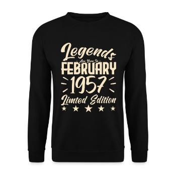 Naissance En Février 1957. Cadeau d'anniversaire. - Sweat-shirt Unisexe - noir - Devant - Alina (178cm) & Michal (187cm)