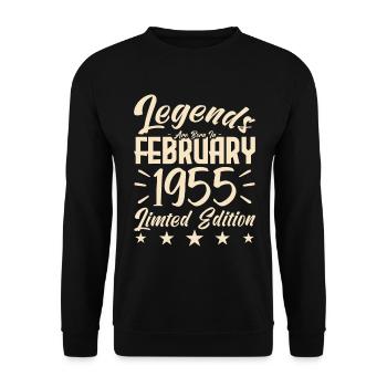 Naissance En Février 1955. Cadeau d'anniversaire. - Sweat-shirt Unisexe - noir - Devant - Alina (178cm) & Michal (187cm)
