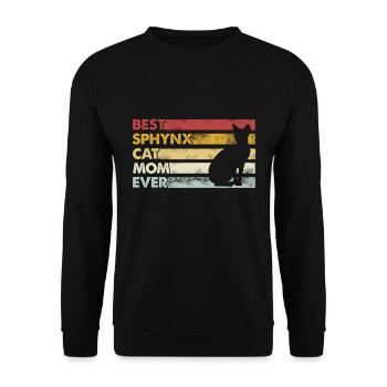 Beste Mutter Aller Zeiten - Sphynx Katze - Unisex Pullover - Schwarz - Vorne - Alina (178cm) & Michal (187cm)