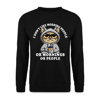 Morning grouch coffee drinker cat coffee - Unisex Sweatshirt - black - Front - Alina (178cm) & Michal (187cm)