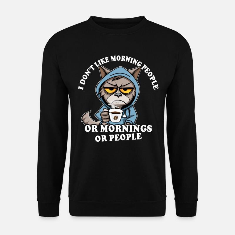 Morgenmuffel Kaffeetrinker Katze Kaffee - Unisex Pullover - Schwarz