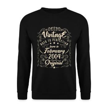 Vintage Né(e) en Février 2004 anniversaire février - Sweat-shirt Unisexe - noir - Devant - Alina (178cm) & Michal (187cm)