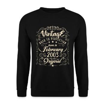 Vintage Né(e) en Février 2003 anniversaire février - Sweat-shirt Unisexe - noir - Devant - Alina (178cm) & Michal (187cm)
