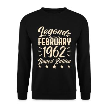 Geboren 1962. Geburtstagsgeschenk. - Unisex Pullover - Schwarz - Vorne - Alina (178cm) & Michal (187cm)