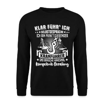 Kranführer Kran Kranfahrer - Unisex Pullover - Schwarz - Vorne - Alina (178cm) & Michal (187cm)