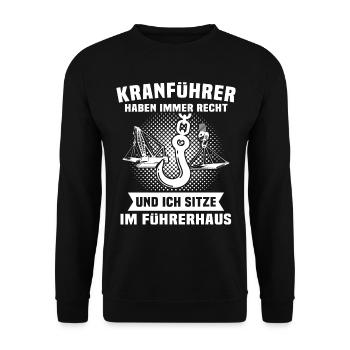 Kranfahrer Kranführer Kran Fahren - Unisex Pullover - Schwarz - Vorne - Alina (178cm) & Michal (187cm)